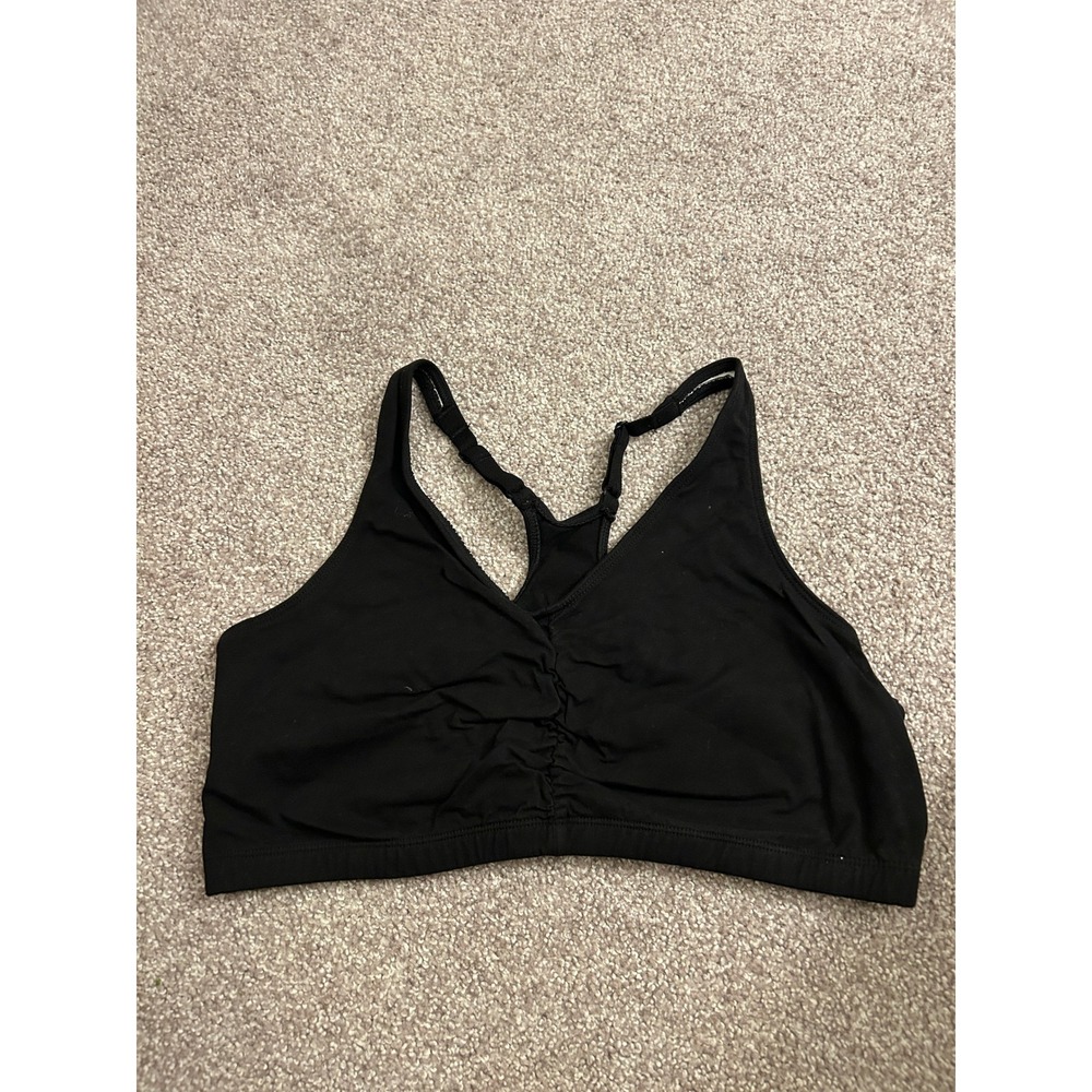 Fruit of the Loom Sports Bra Womens 42 Black Excellent Ruched Racerback Cotton